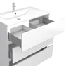 Ensemble Meuble de salle de bain blanc 80 cm sur pied 3 tiroirs + vasque ceramique blanche + miroir
