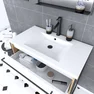Ensemble Meuble de salle de bain blanc 80cm + vasque en résine blanche 80x50 + tiroirs blanc mat