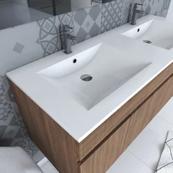Ensemble Meuble de salle de bain chene celtique 120cm suspendu + vasque ceramique blanche + miroir