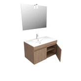 Ensemble Meuble de salle de bain chene celtique 60cm suspendu + vasque ceramique blanche + miroir