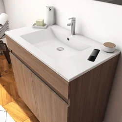 Ensemble Meuble de salle de bain chene celtique 60cm sur pied + vasque ceramique blanche + miroir