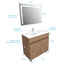 Ensemble Meuble de salle de bain chene celtique 60cm sur pied + vasque ceramique blanche + miroir