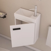 Ensemble Meuble Lave Mains Blanc 41x50x22cm + Miroir - SMALLY WHITE