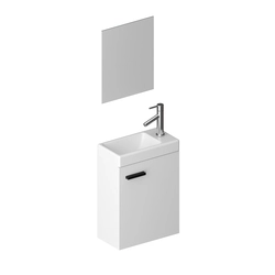 Ensemble Meuble Lave Mains Blanc 41x50x22cm + Miroir - SMALLY WHITE
