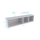 Etagère murale 80x20x20cm blanche de rangement 3 emplacements - PERSONALYZ TRIPLO