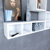 Etagère murale 80x20x20cm blanche de rangement 3 emplacements - PERSONALYZ TRIPLO