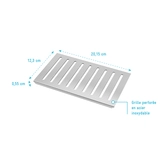 Grille rainurée en inox pour receveur - 20.15x12.3x0.55cm - ROCK 2 GRID LINE