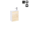 KIT MINI WALL HUNG VANITY 40 WHITE AND LIGHT OAK + WASHBASIN / KIT MINI CAISSON SUSPENDU 40 BLANC ET CHENE CLAIR PEFC + VASQUE