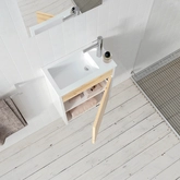 KIT MINI WALL HUNG VANITY 40 WHITE AND LIGHT OAK + WASHBASIN / KIT MINI CAISSON SUSPENDU 40 BLANC ET CHENE CLAIR PEFC + VASQUE