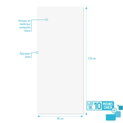 LOT de 10 Panneaux Muraux pour salle de bains en Aluminium Blanc - 90x210cm - WALL'IT
