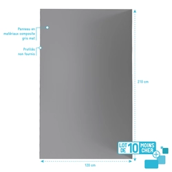 LOT de 10 Panneaux Muraux pour salle de bains en Aluminium Gris - 120x210cm - WALL'IT
