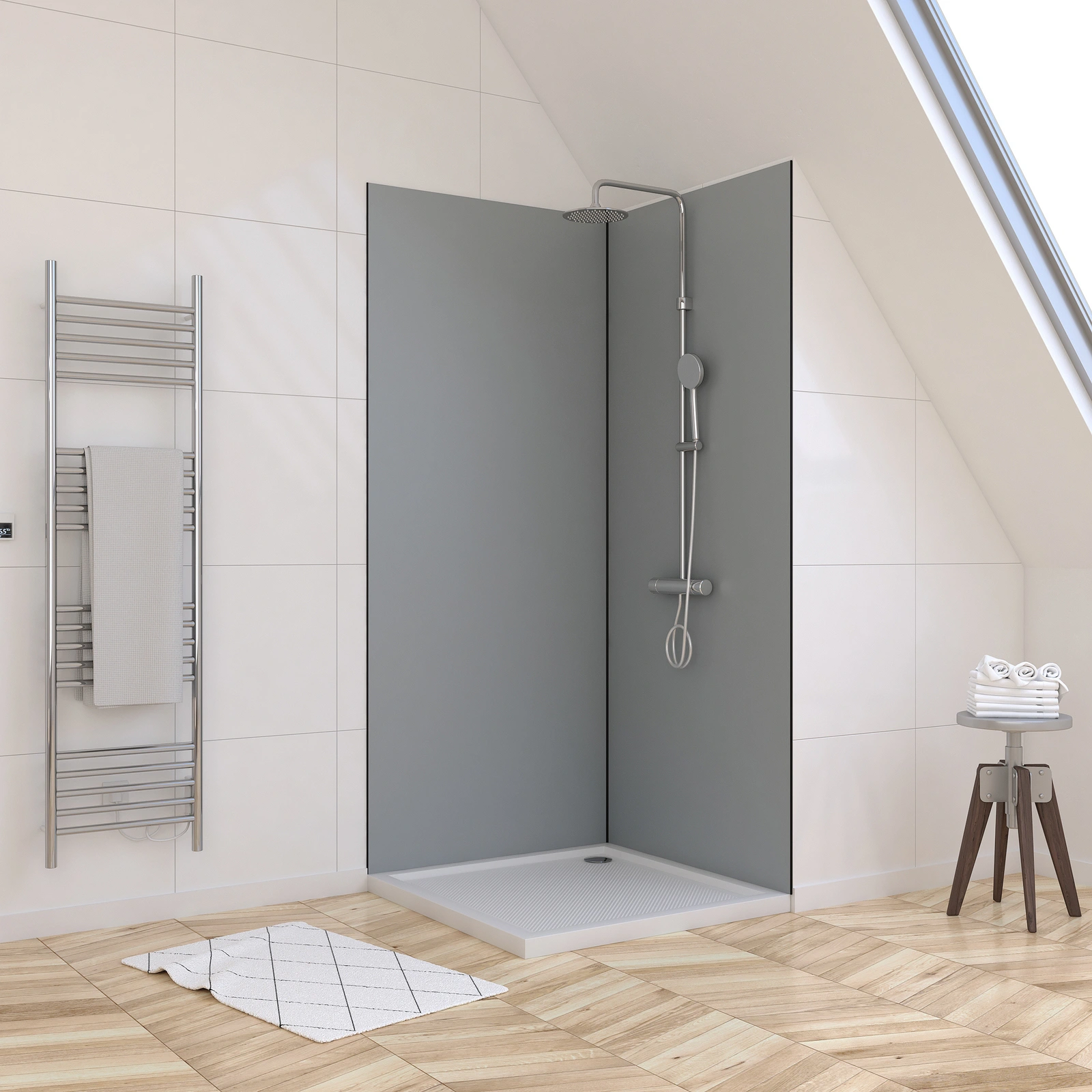 Lot de 2 Panneaux Muraux Silver 90x210 cm - Profilés de Jonction et Finition Noirs - WALL' IT Lot de 2 Panneaux Muraux Silver 90x210 cm - Profilés de Jonction et Finition Noirs - WALL' IT