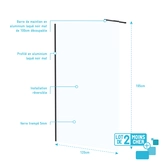 LOT de 2 Parois de Douche 120x195 cm en Verre Trempé 5 mm - Profilés et Bras Noirs