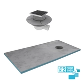 LOT de 2 Receveurs de Douche à Carreler 160x90 cm avec Bondes à Sortie Horizontale - Grille Inox