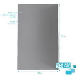 LOT de 5 Panneaux Muraux pour salle de bains en Aluminium Gris - 120x210cm - WALL'IT