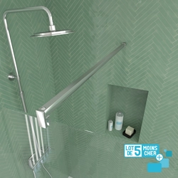 LOT de 5 Parois de Douche 100x195 cm en Verre Trempé 5 mm - Profilés et Bras Chromés