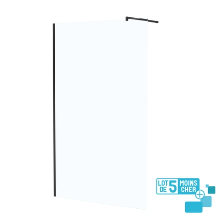 LOT de 5 Parois de Douche 120x195 cm en Verre Trempé 5 mm - Profilés et Bras Noirs