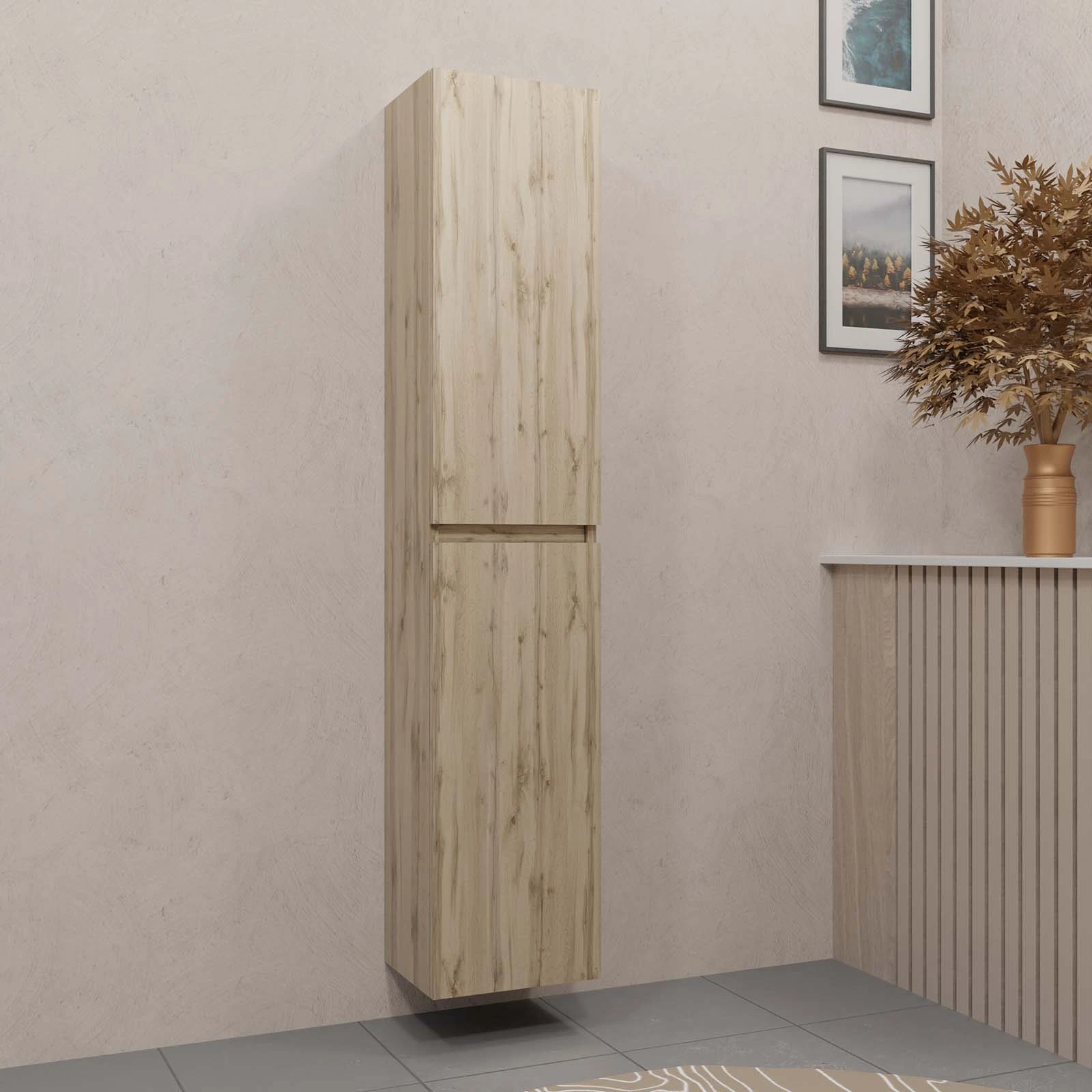 Meuble colonne - 30x150x25cm - Finition chene naturel - SWIFT