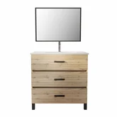 Meuble de salle de bain 80 cm - Chêne industriel - 3 Tiroirs - Vasque et Miroir