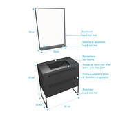 Meuble de salle de bain 80x50 cm - 2 tiroirs noir mat - vasque résine noire effet pierre + miroir