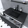 Meuble de salle de bain 80x50cm - 2 tiroirs - vasque résine noire effet pierre - STRUCTURA F051