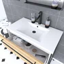 Meuble de salle de bain 80x50cm Blanc - 2 tiroirs chêne naturel - vasque blanche - STRUCTURA F023