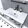 Meuble de salle de bain 80x50cm Blanc - 2 tiroirs - vasque resine blanche - pieds et poignées