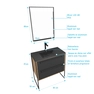 Meuble de salle de bain 80x50cm chene brun - 2 tiroirs - vasque resine noire effet pierre - miroir