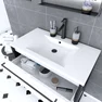 Meuble de salle de bain 80x50cm NOIR MAT - 2 tiroirs blanc - vasque blanche - STRUCTURA F034