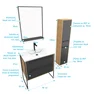 Meuble de salle de bain 80x50cm - vasque blanche 80x50cm -tiroirs noir mat + colonne + miroir 