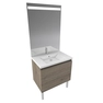 Meuble de salle de bain 80x50x89cm en MDF effet chêne naturel - 2 tiroirs dont 1 tiroir à l'anglaise - avec miroir LED -  ORGANIC 80 BROWN