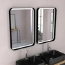 Meuble de Salle de Bains 120 cm_2 Vasques Rectangles_2 Miroirs Led - Chêne naturel et Noir Mat - UBY