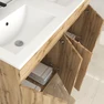 Meuble de salle de bains 120cm 4 Portes_Chêne Industriel + Vasque céramique blanche - TIMBER 120