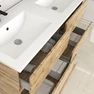 Meuble de salle de bains 120cm 4 Tiroirs_Chêne Industriel + Vasque céramique blanche - TIMBER 120