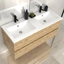 Meuble de salle de bains 120cm 4 Tiroirs_Chêne Industriel + Vasque céramique blanche - TIMBER 120