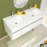 Meuble de salle de bains 120cm Blanc 4 portes suspendu + vasque céramique blanche - STARTED