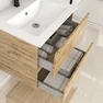 Meuble de salle de bains 60cm 2 Tiroirs_Chêne Industriel + Vasque céramique blanche - TIMBER 60