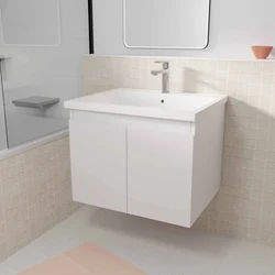 Meuble de salle de bains 60cm ? Suspendre Blanc - 2 Portes - Vasque Blanche - ELEMENTARY