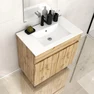 Meuble de salle de bains 80cm 2 Portes_Chêne Industriel + Vasque céramique blanche - TIMBER 80