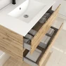 Meuble de salle de bains 80cm 2 Tiroirs_Chêne Industriel + Vasque céramique blanche - TIMBER 80