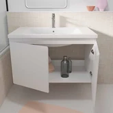 Meuble de salle de bains 80cm à Suspendre Blanc - 2 Portes - Vasque Blanche - ELEMENTARY