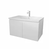Meuble de salle de bains 80cm à Suspendre Blanc - 2 Portes - Vasque Blanche - ELEMENTARY