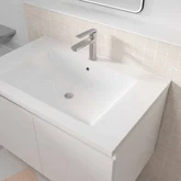 Meuble de salle de bains 80cm à Suspendre Blanc - 2 Portes - Vasque Blanche - ELEMENTARY