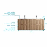 Meuble de Salle de Bains LEON 120cm Décor Bois - 4 Tiroirs en MDF Ondulés - Vasque à encastrer