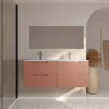 Meuble de Salle de Bains LEON 120cm Terracotta - 4 Tiroirs en MDF Ondul?s - Vasque ? encastrer