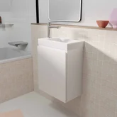 Meuble Lave Mains Blanc 40x50x22 cm avec Vasque en SMC Blanche - ELEMENTARY