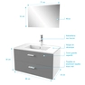 Meuble salle de bain 80 cm monte suspendu gris H46xL80xP45cm - avec tiroirs - vasque et miroir