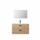 Meuble salle de bain 80cm suspendu 2 tiroirs Décor Bois avec vasque et miroir - BOX-IN