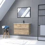 Meuble salle de bain 80x54 - Finition chene naturel + vasque blanche + miroir - TIMBER 80 - Pack 35