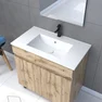 Meuble salle de bain 80x80 -Finition chene naturel + vasque blanche + miroir Led- TIMBER 80 - Pack27